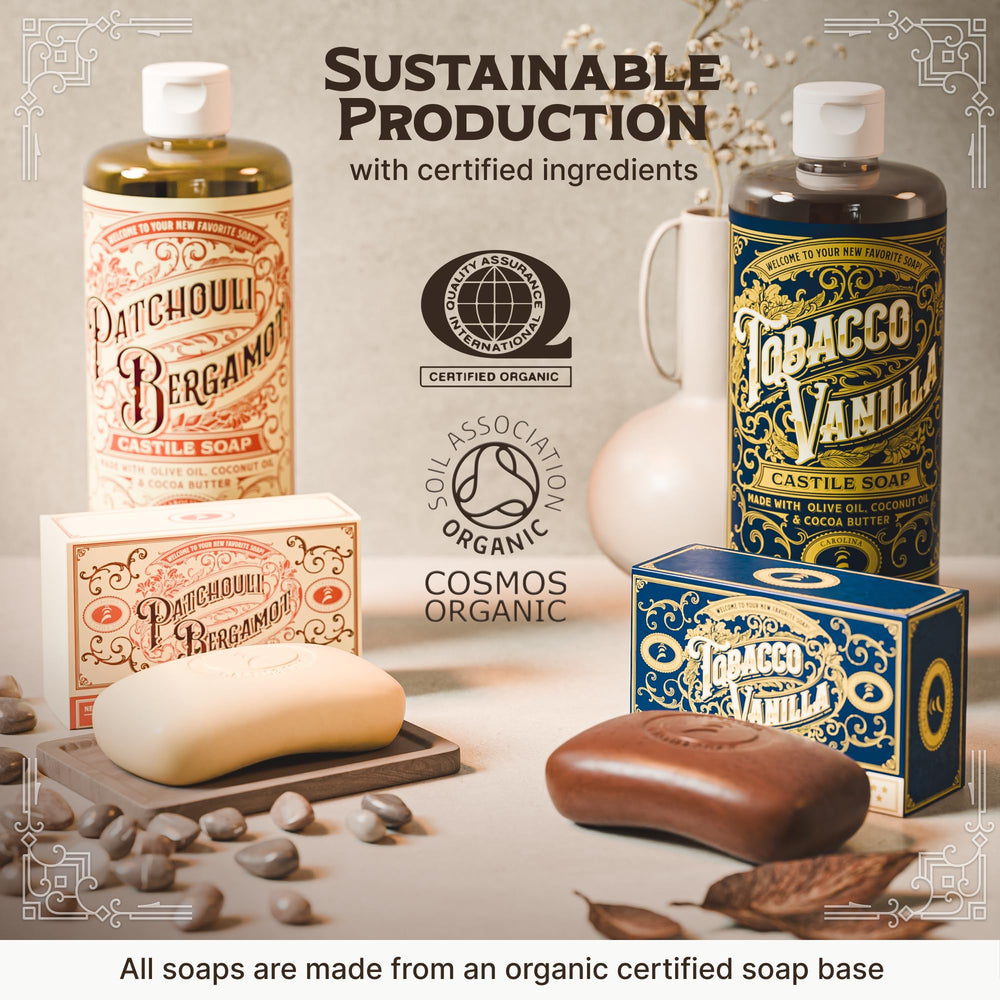Carolina Castile Soap, presentación simple para sets de cuidado personal.