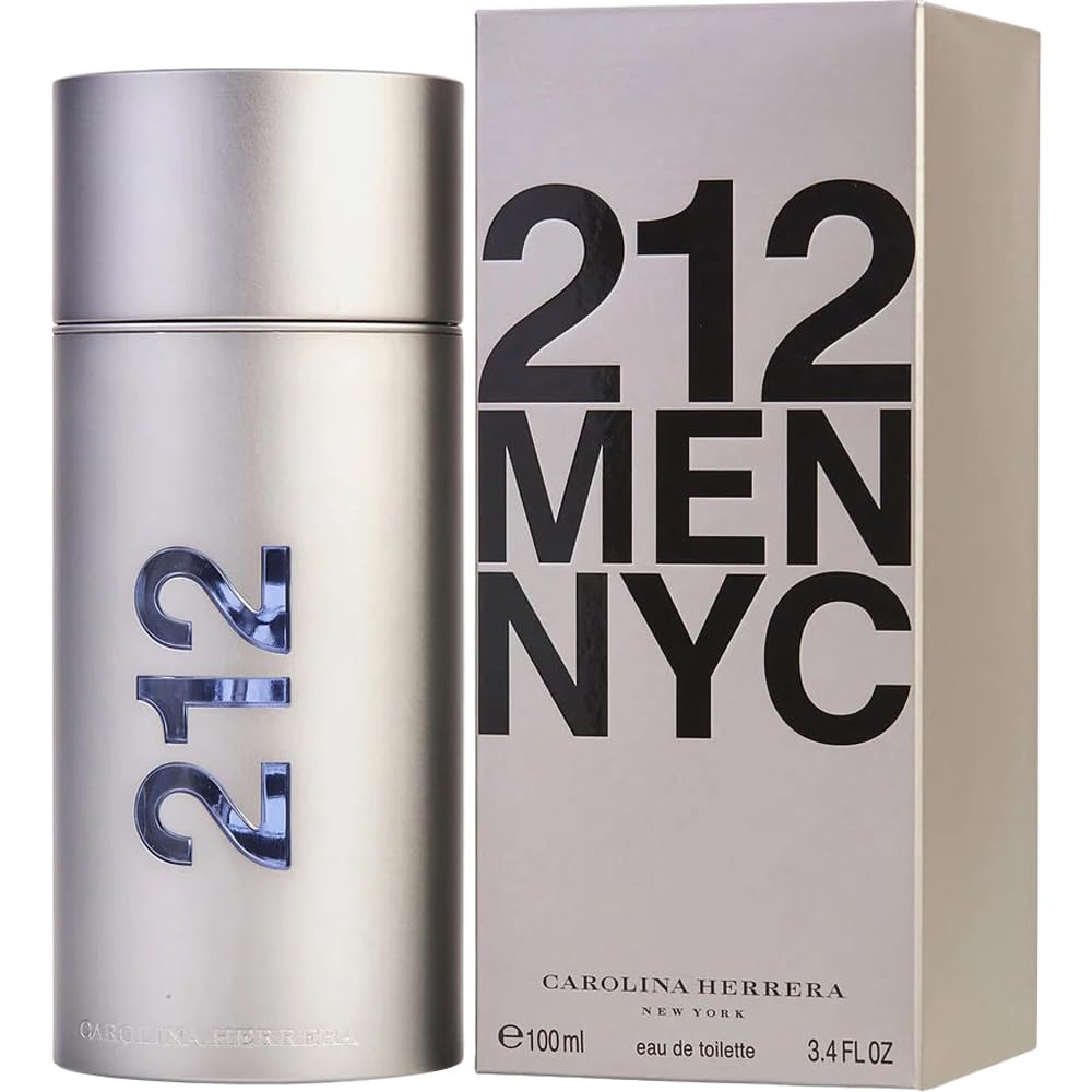 Carolina Herrera 212 Men EDT bottle front, sleek design for modern masculinity.