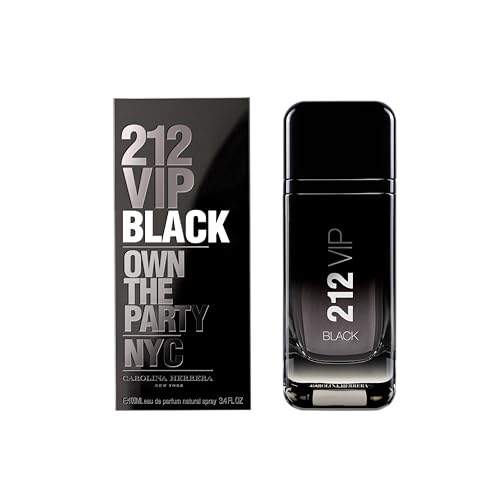 Carolina Herrera 212 VIP Black spray mist highlighting spicy-vanilla notes for night outs