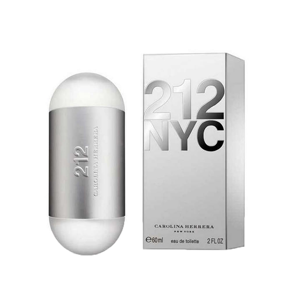 Carolina Herrera 212 NYC bottle shows dual compartments for home and on-the-go use.