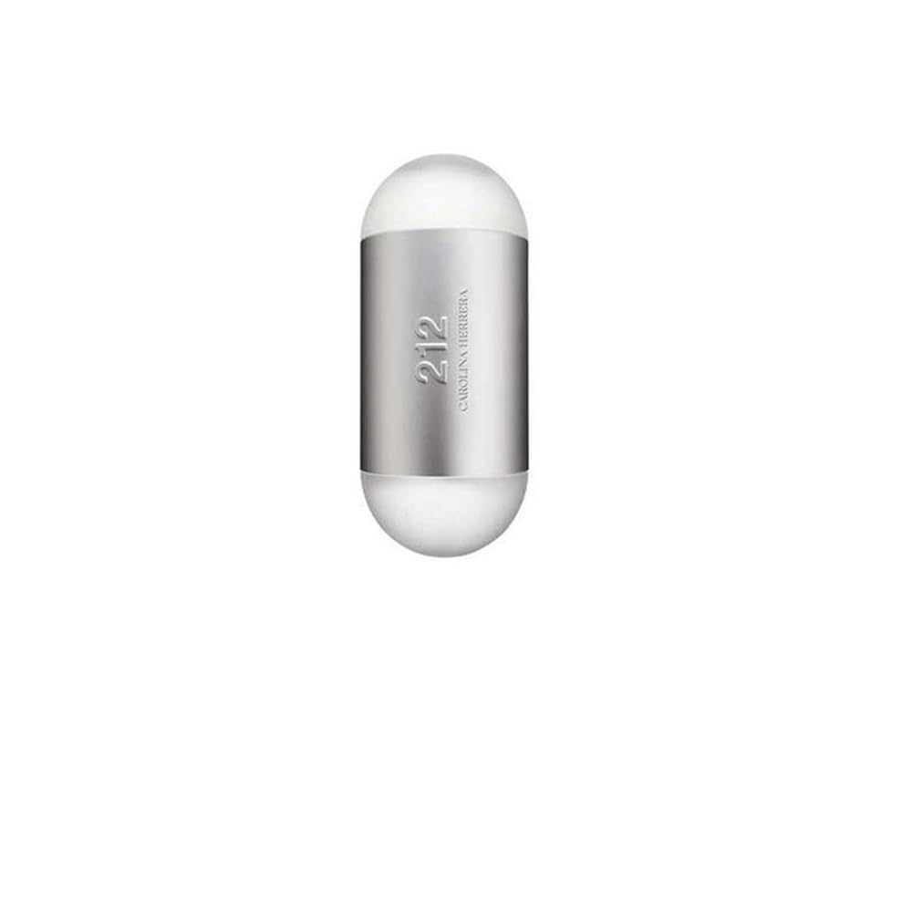 Carolina Herrera 212 NYC flacon close-up highlighting floral notes and elegant design.