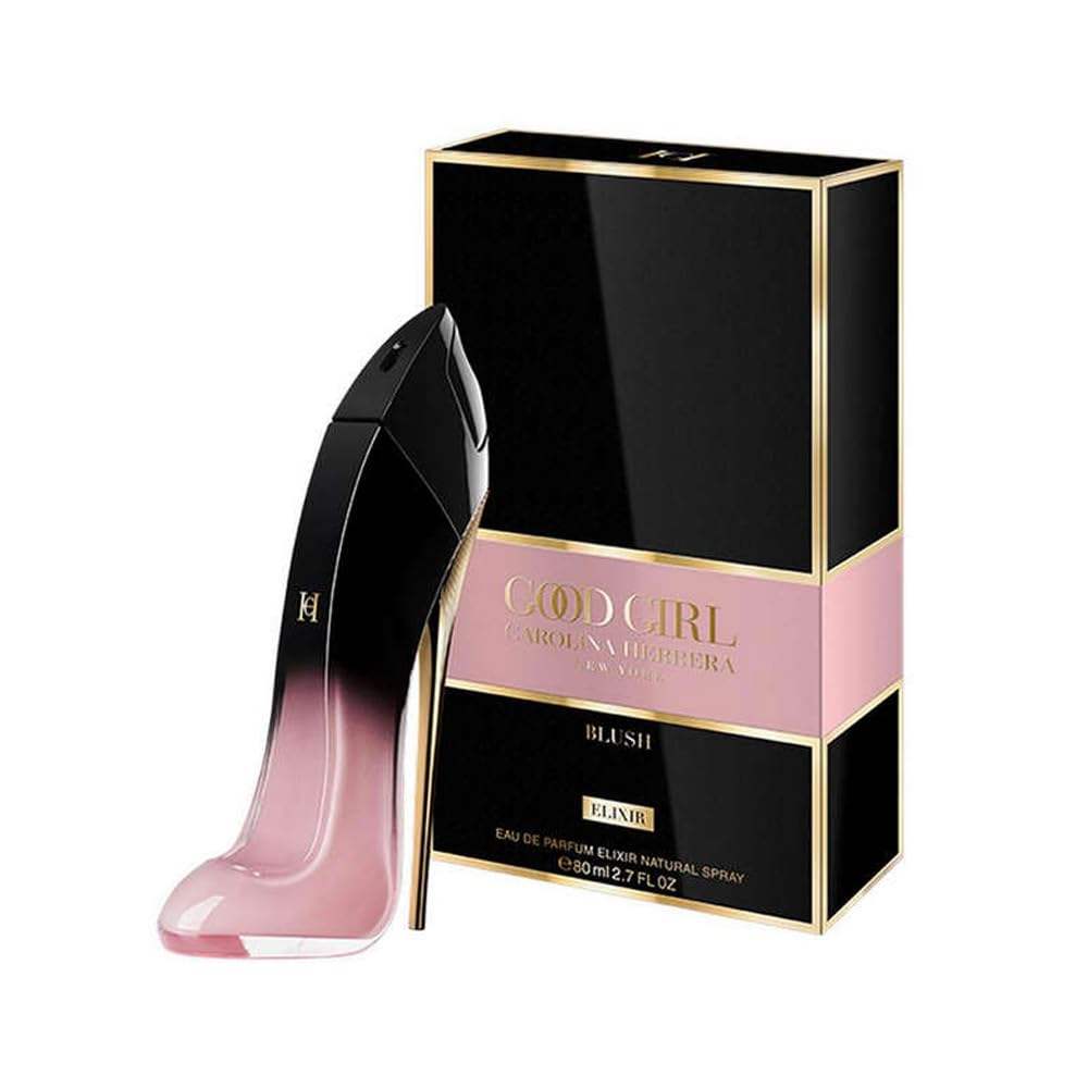 Carolina Herrera Good Girl Blush Elixir bottle front view, elegant fragrance for evenings.