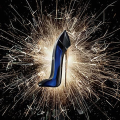 Carolina Herrera Good Girl packaging emphasizes dramatic contrast for gifting and display.