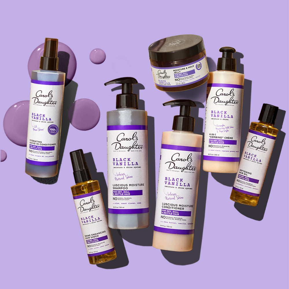 Close-up of Carol's Daughter Black Vanilla Conditioner delivering detangling softness.