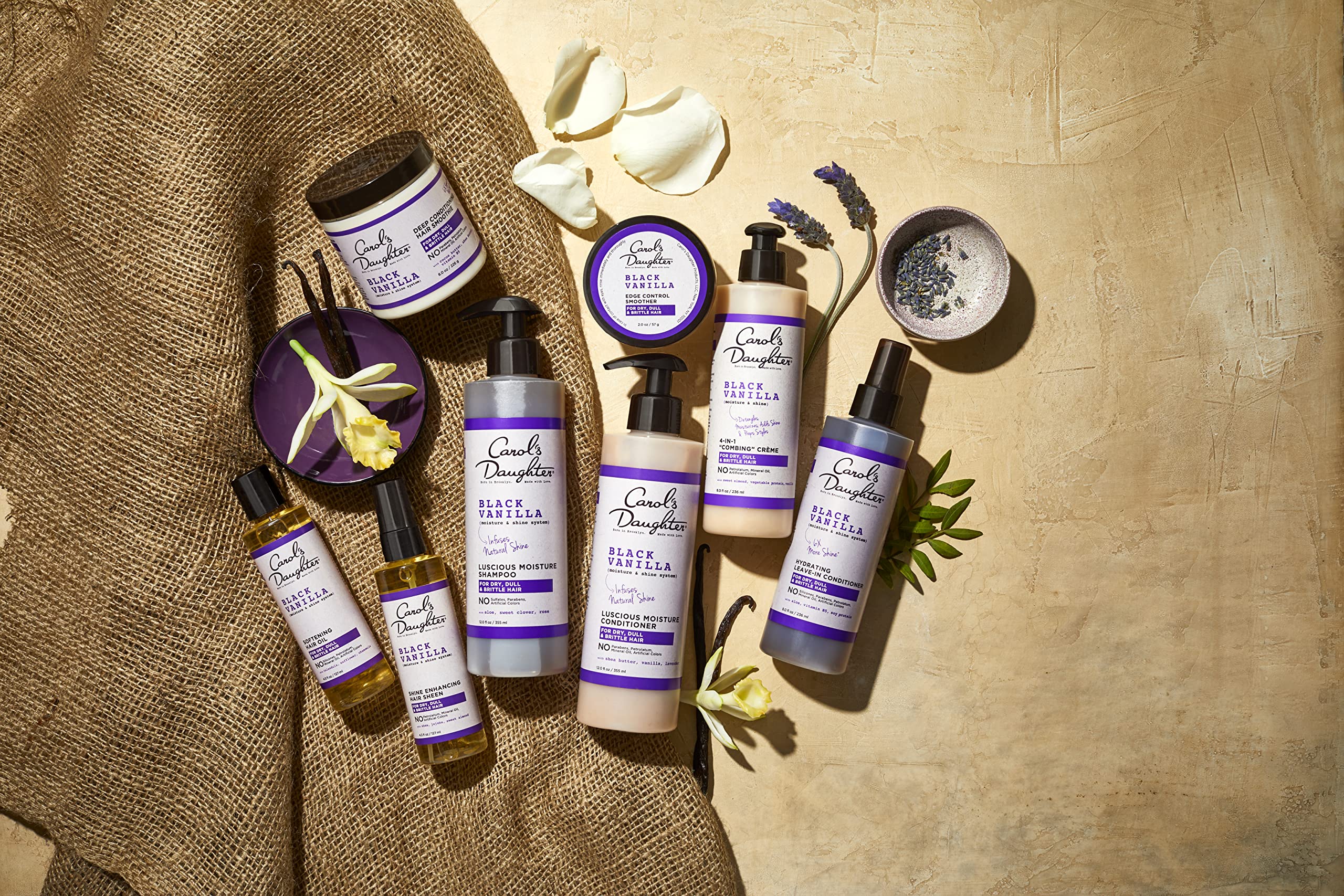 Wavy hair after using Black Vanilla set shows improved manageability and shine.