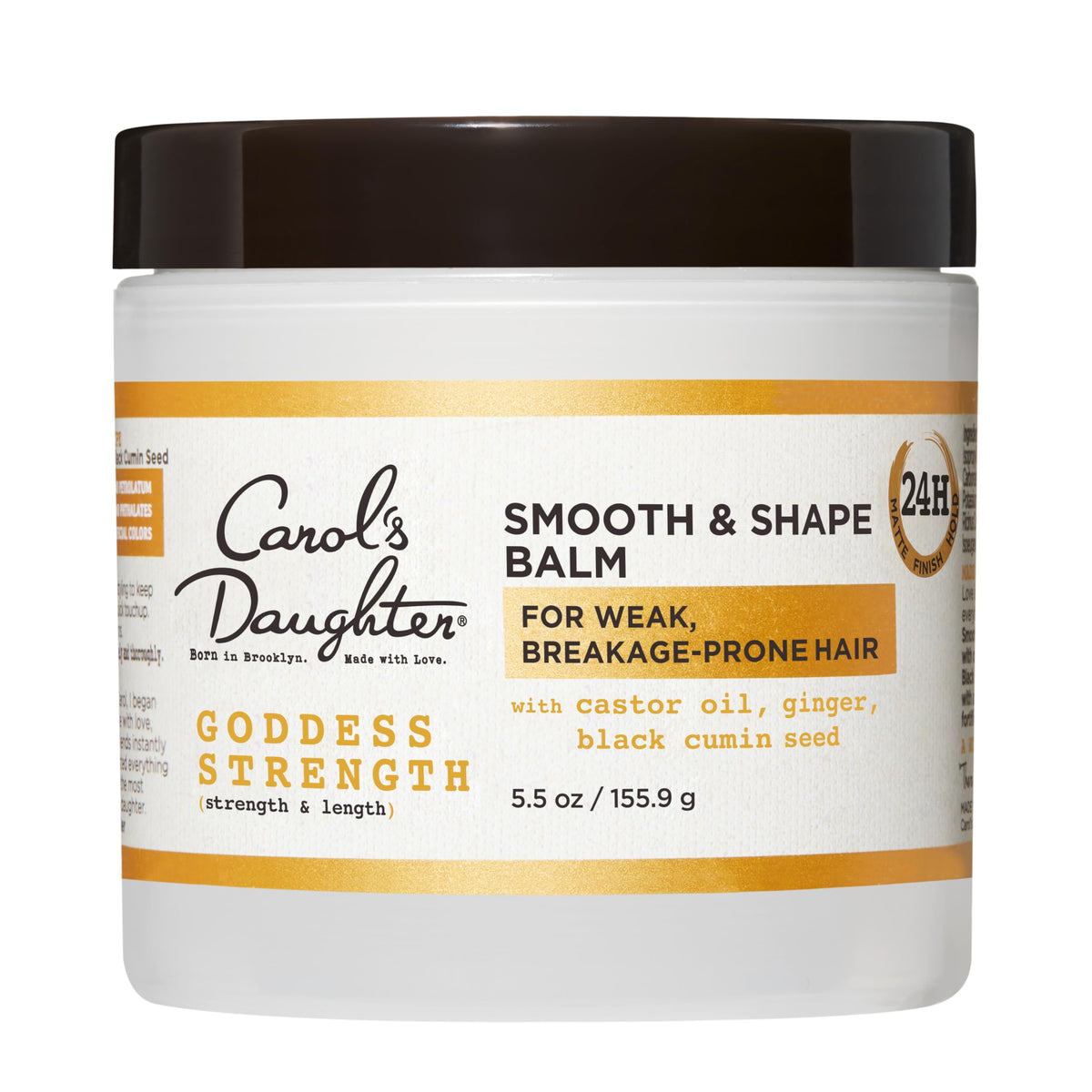 Goddess Strength Balm de Carol's Daughter en botella, controla el peinado para un acabado natural