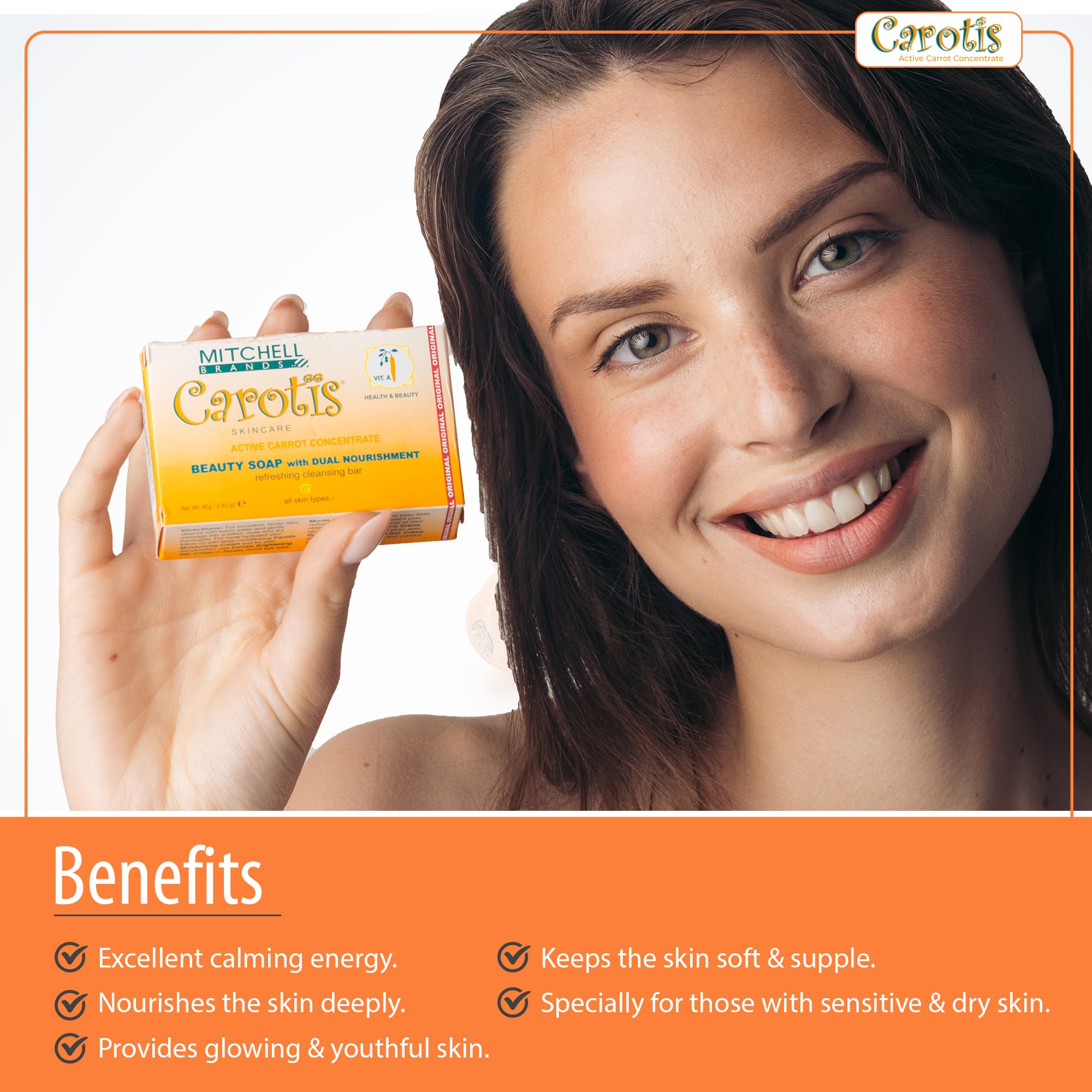 CAROTÏS Jabón beta caroteno: aporta color y cuidado suave para la piel.
