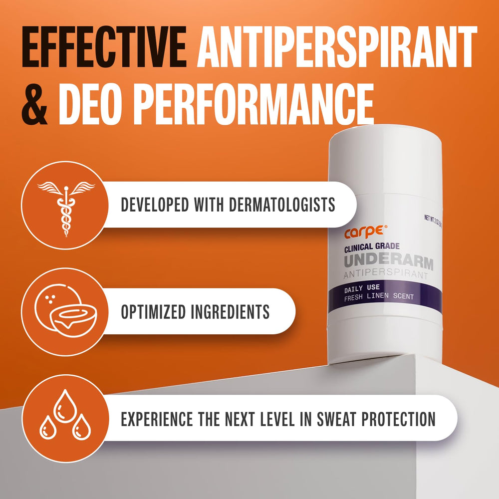 Close-up of Carpe application underarm for confident, dry wear all day.