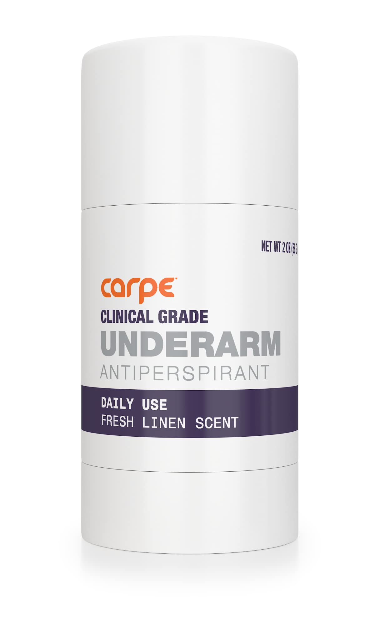 Carpe Clinical Strength deodorant stick with Fresh Linen scent for daily sweat control.