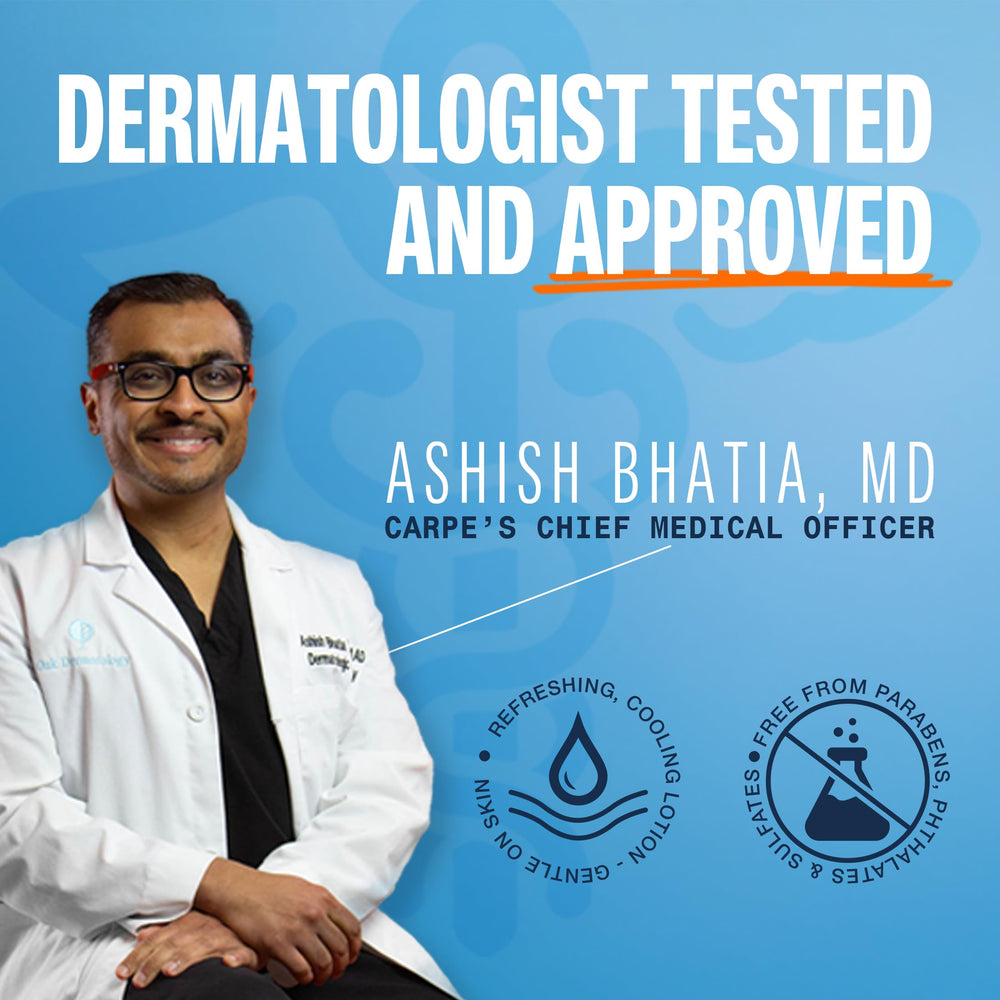 Carpe dermatologically tested label signals safety and gentle care.