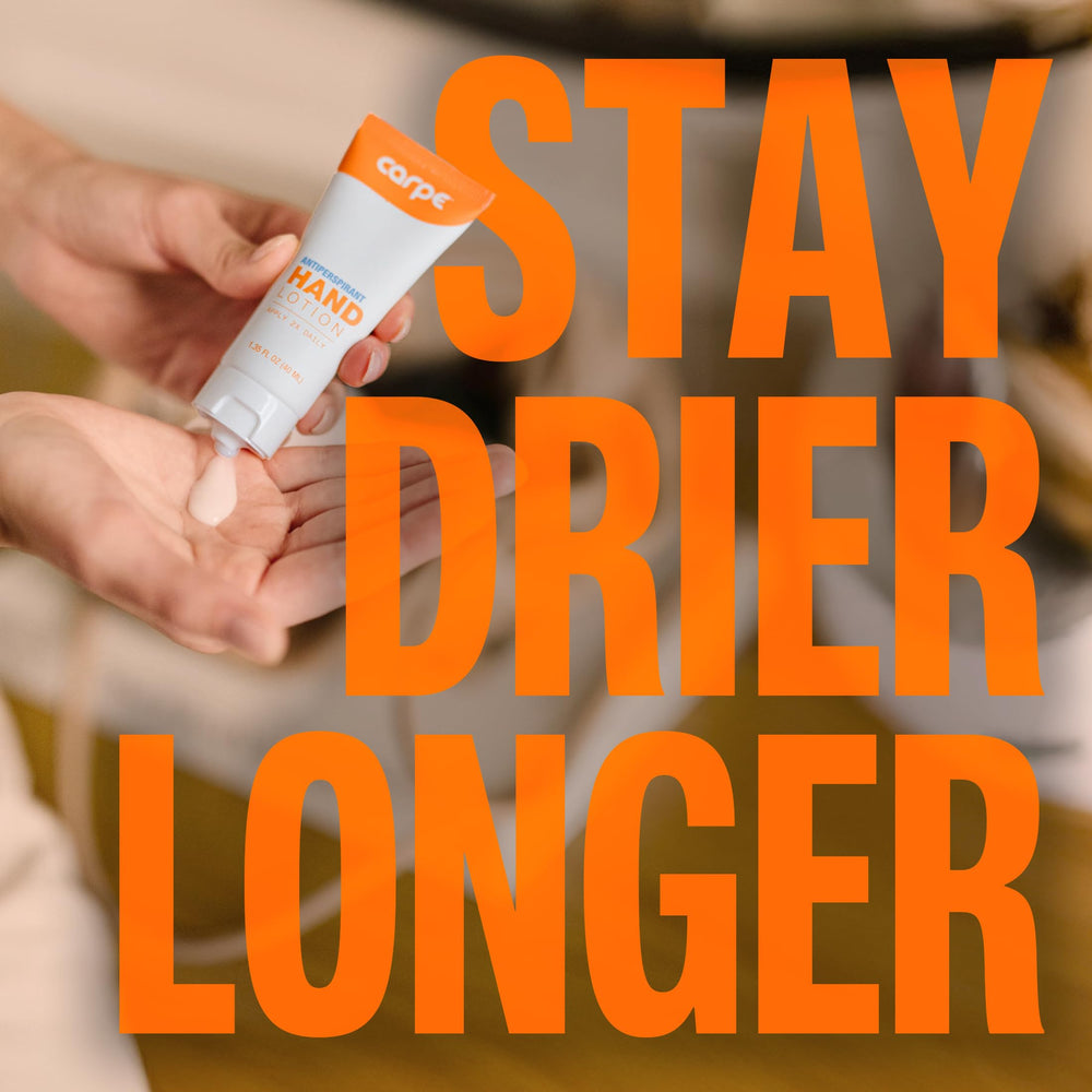 Carpe non-greasy formula after application leaves palms dry.