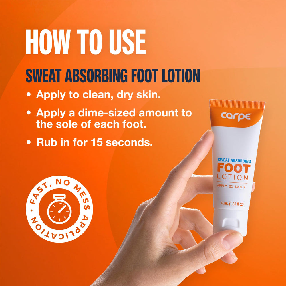Non-greasy Carpe lotion leaves feet feeling refreshed after use.