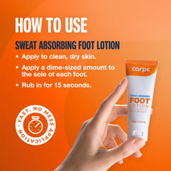 Non-greasy Carpe lotion leaves feet feeling refreshed after use.