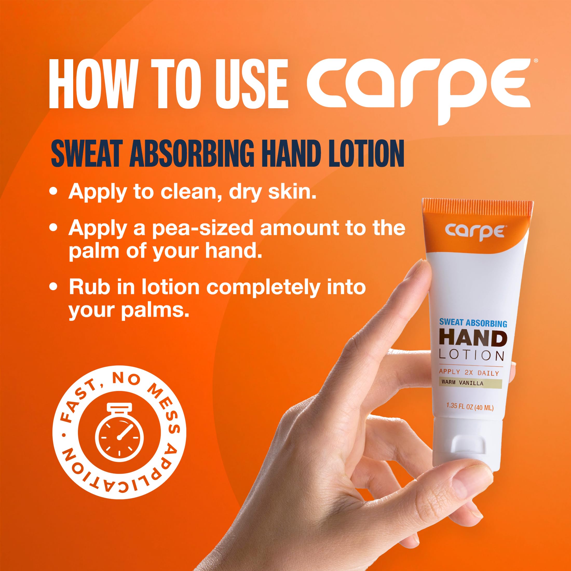 Swirl of Carpe lotion being applied to the skin for quick absorption