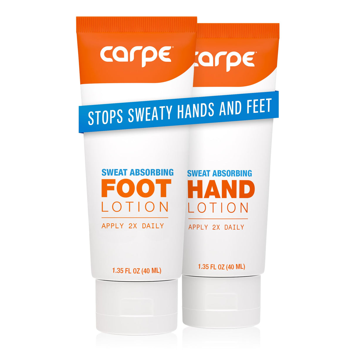 Carpe Sweat Absorbing Hand Lotion bottle keeps hands dry and comfortable.