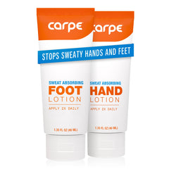Carpe Sweat Absorbing Hand Lotion bottle keeps hands dry and comfortable.