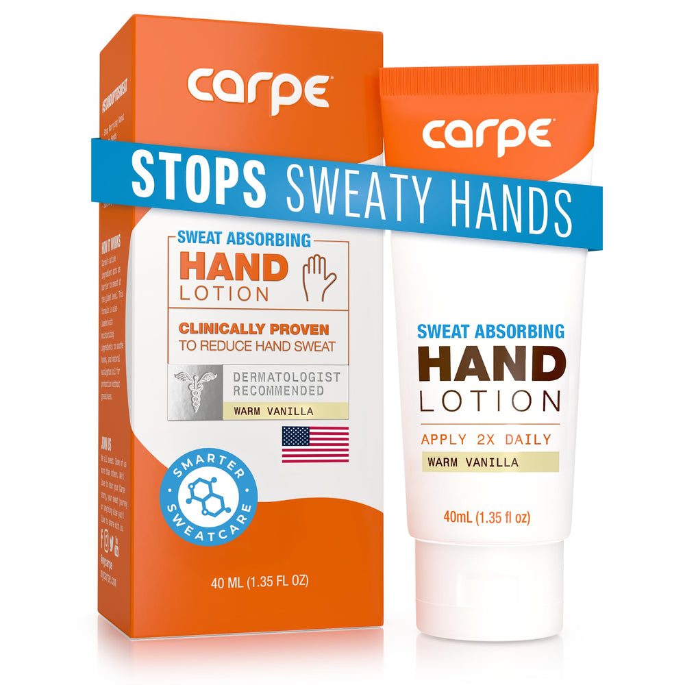 Carpe Sweat Absorbing Hand Lotion bottle for daily dry hands