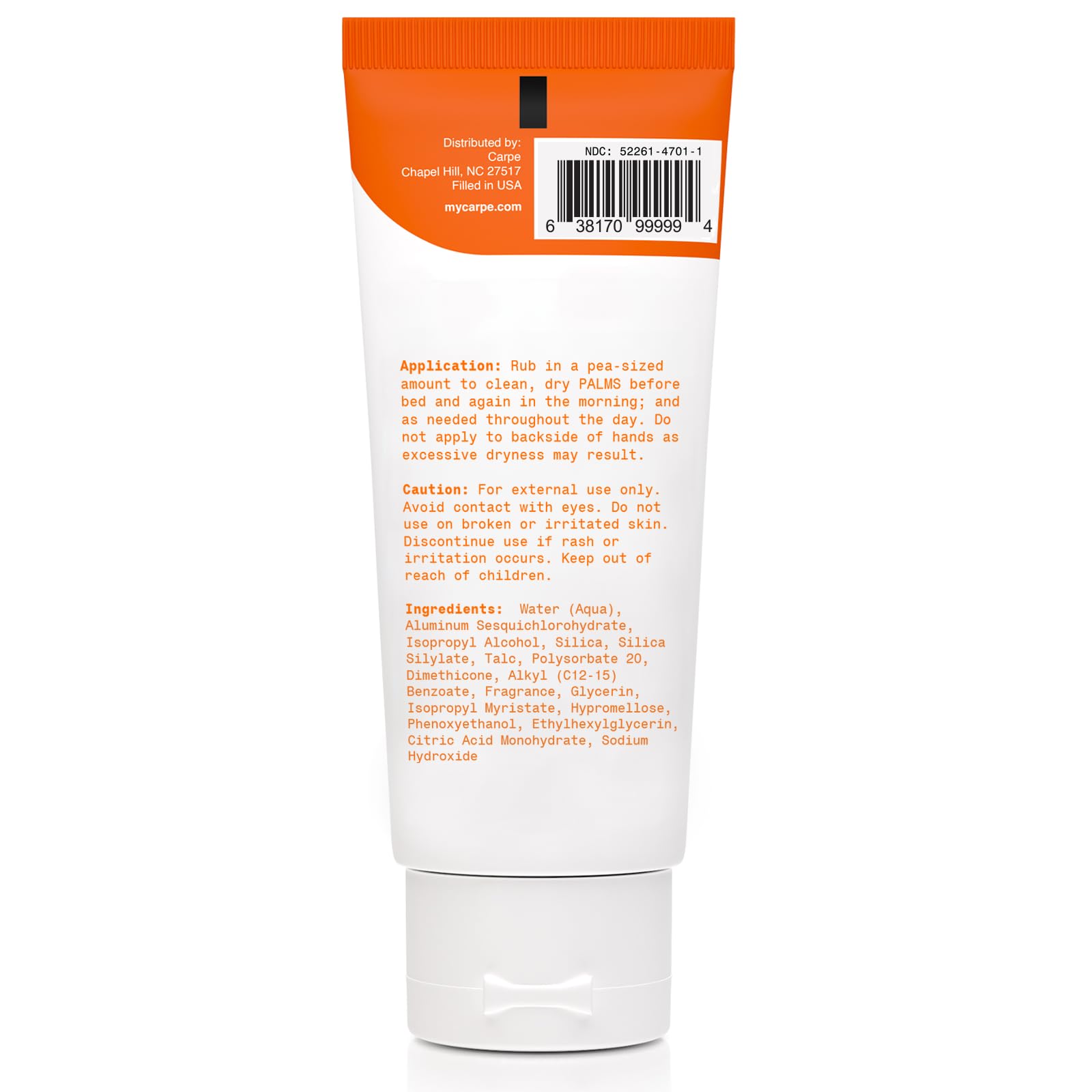 Dermatologist tested Carpe formula label on packaging