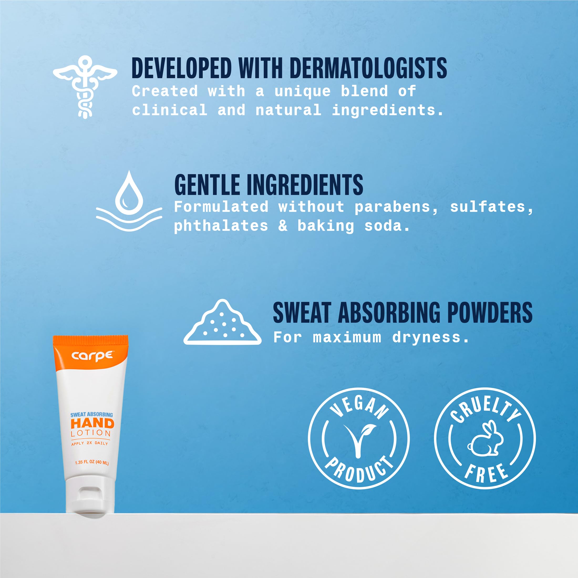 Carpe Sweat Absorbing Hand Lotion pack of two for daily use.