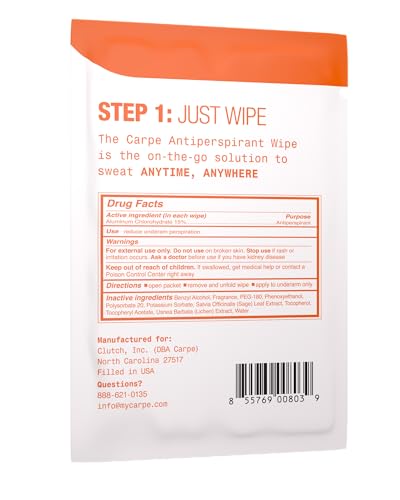 Carpe toallitas antiperspirante envueltas individualmente para higiene en cualquier lugar.