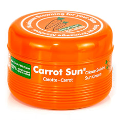 Carrot Sun tanning accelerator bottle ready for quick absorption and bronzed glow.
