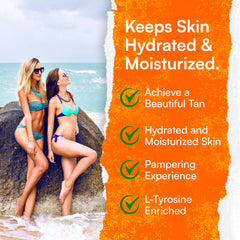 Carrot Sun bottle highlights carrot oil hydration for nourished skin.