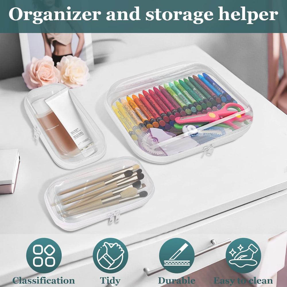 CarryEpic Clear Hard Shell medium front view ideal for cosmetics and toiletries.