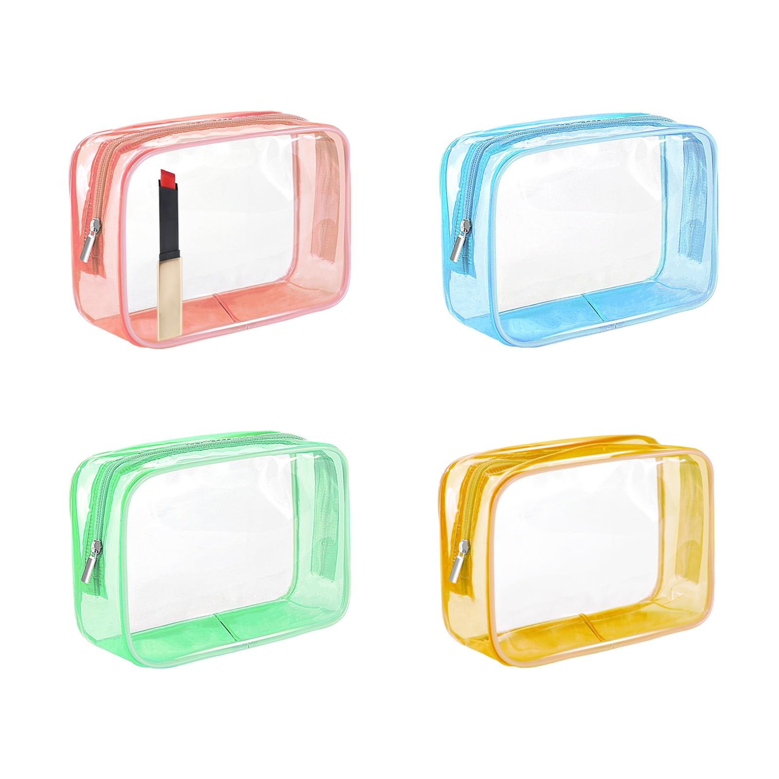CarryEpic clear makeup bag pink with zipper for easy access during travel