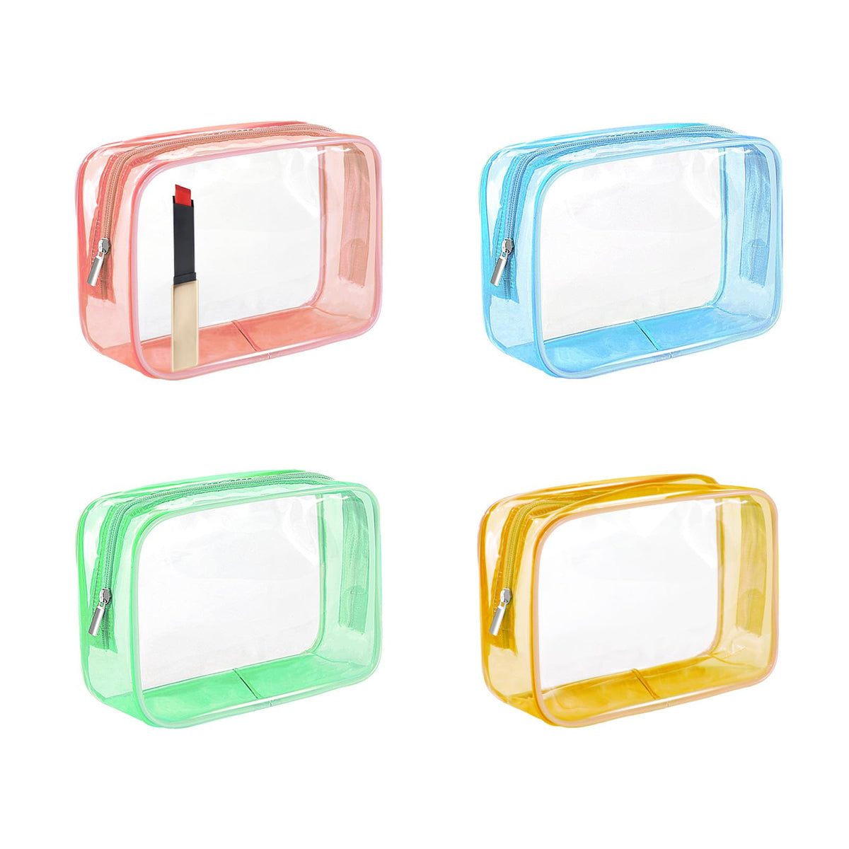 CarryEpic clear makeup bag pink with zipper for easy access during travel