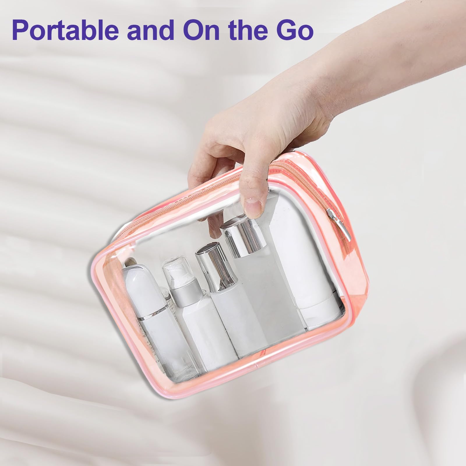 CarryEpic clear makeup bag see-through view highlighting lightweight travel companion