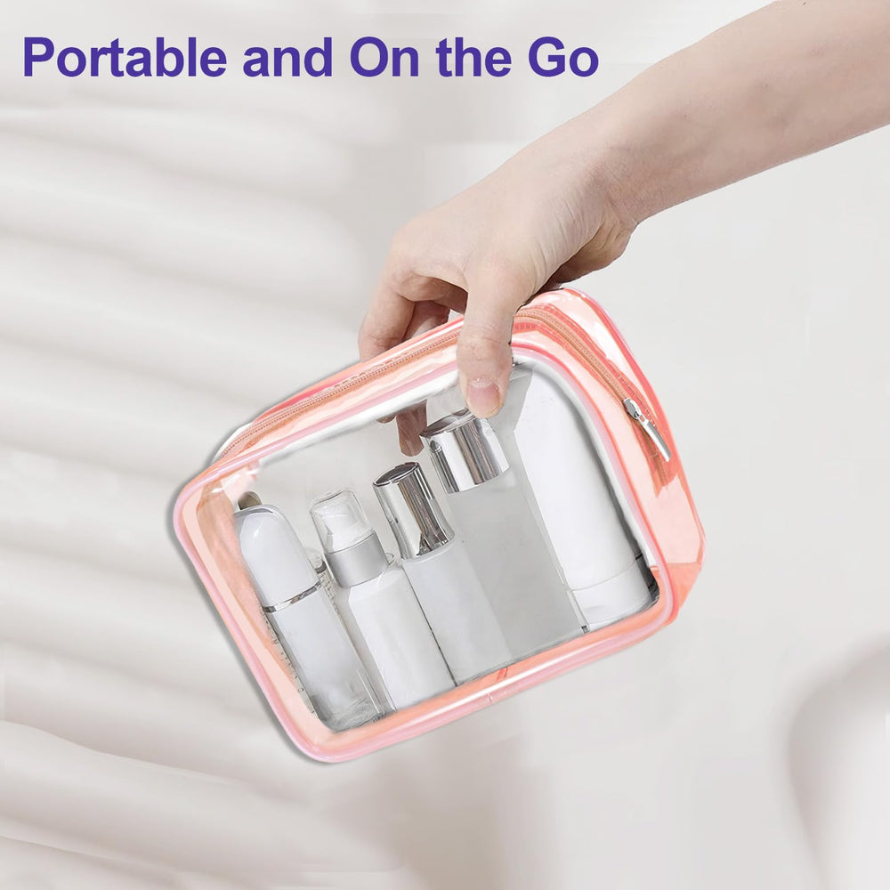 CarryEpic clear makeup bag see-through view highlighting lightweight travel companion