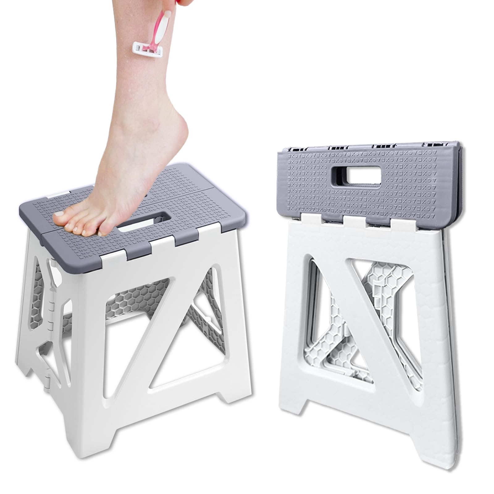CarryEpic foldable shower foot rest in compact form for easy storage