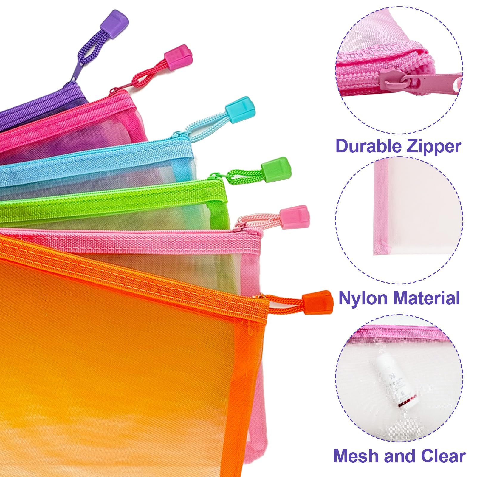 CarryEpic lightweight mesh pouch saves purse space and stays flat in bags.