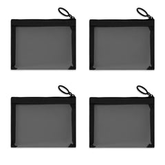 CarryEpic mini mesh pouch four-pack with see-through design for quick cosmetics access.