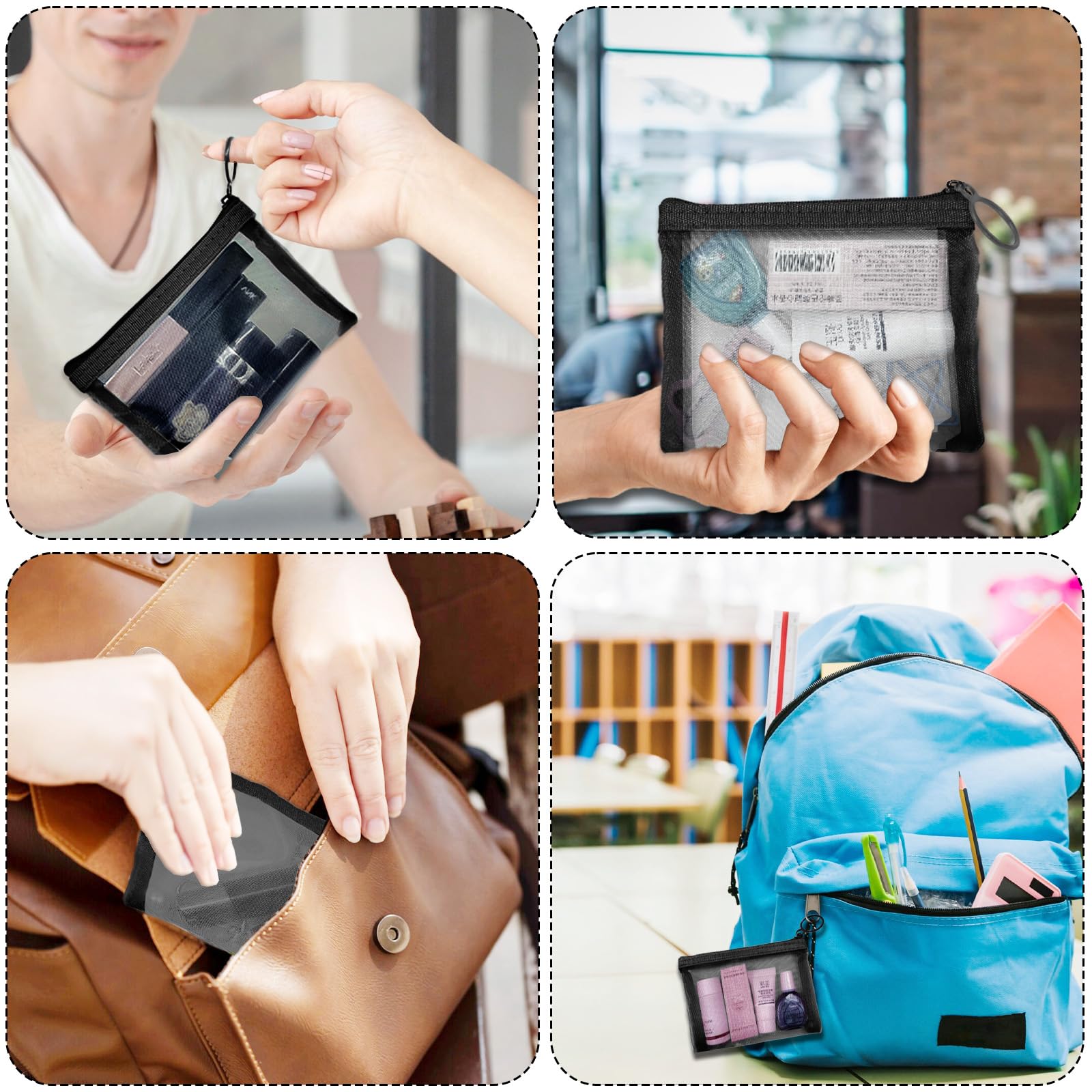 CarryEpic small mesh bags offering versatile storage for travel cosmetics and kits.