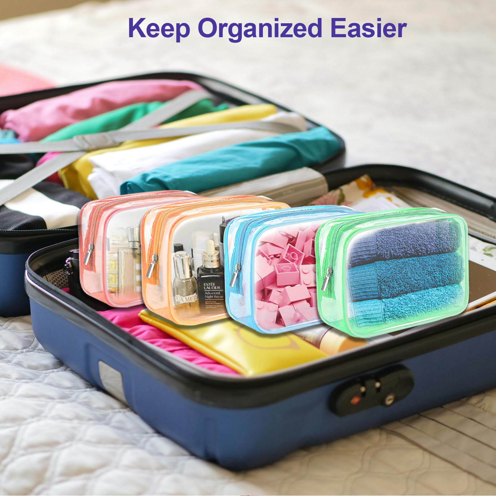 CarryEpic travel organizer with clear bag and zipper for compact carry-on