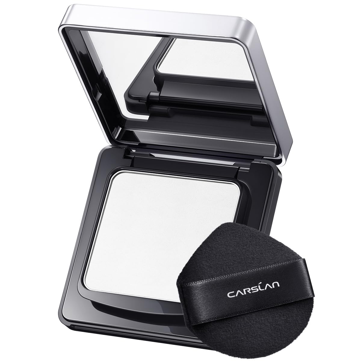 CARSLAN polvos compacto translúcido con espejo, ideal para retoques diarios.