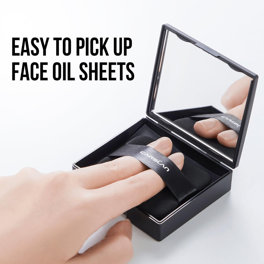 CARSLAN blotting papers fit in wallet or bag for travel touch-ups.