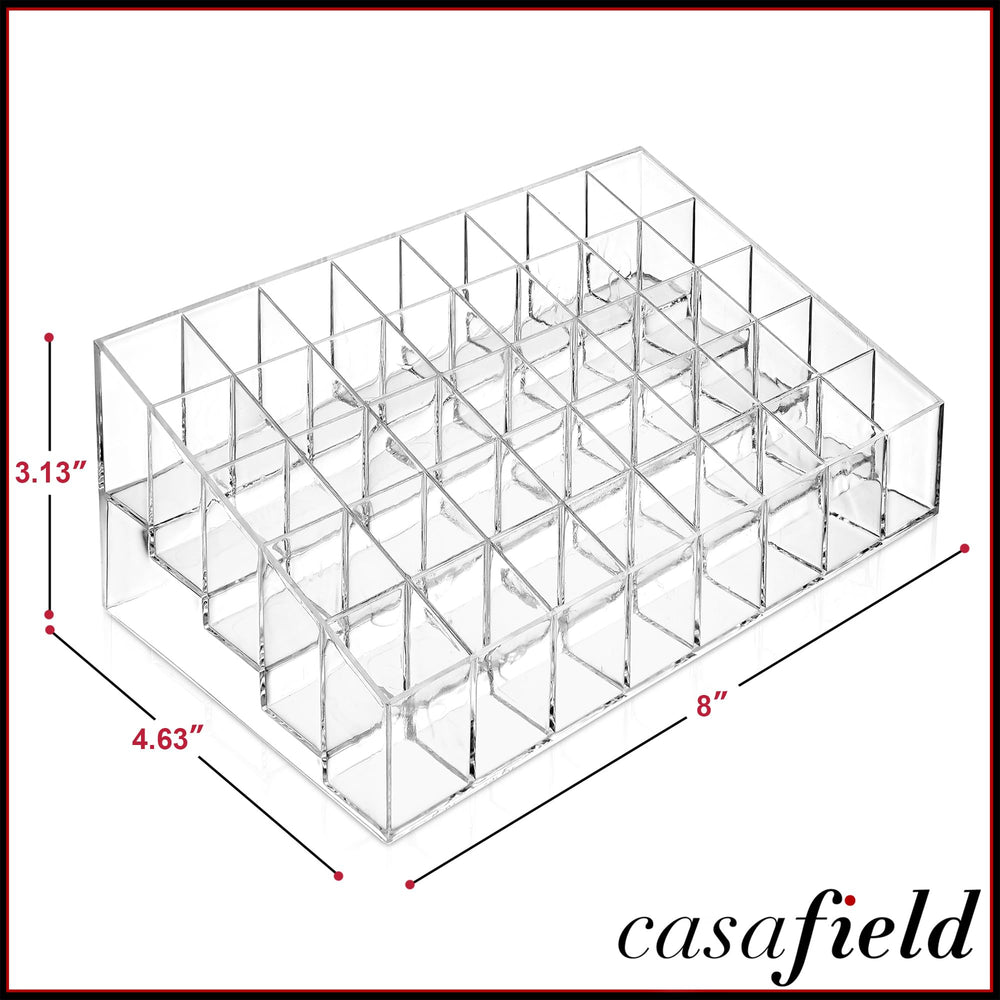 Casafield acrylic makeup organizer close-up highlights clear durable material