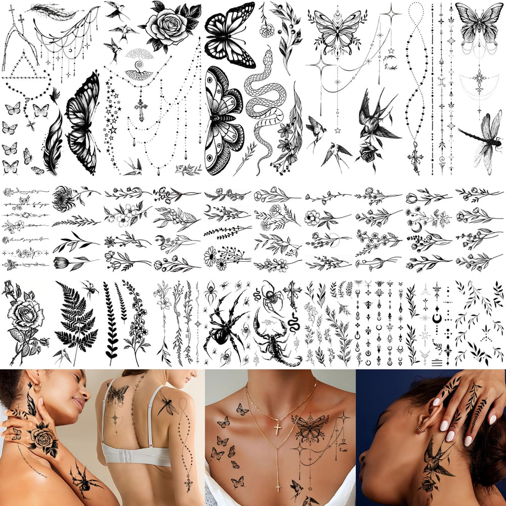 Casciybo black rose hummingbird tattoo for elegant body art