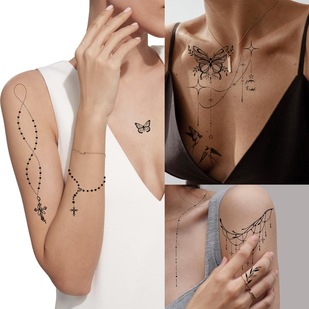 Casciybo hummingbird and leaves tattoo for delicate collarbone