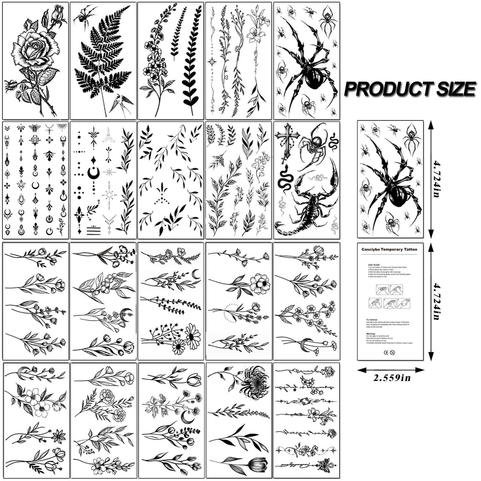 Casciybo waterproof tattoo set, great for beach or festival