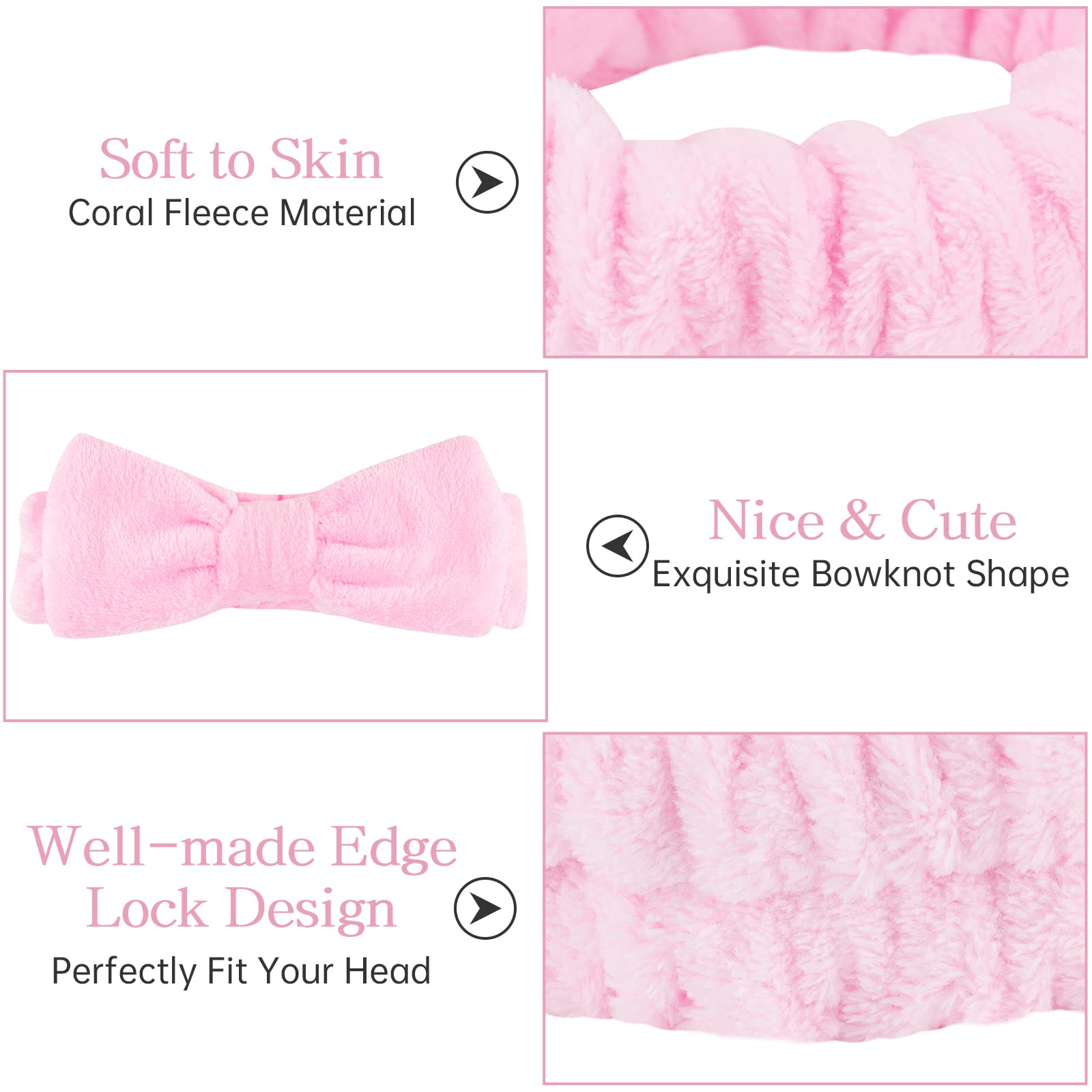 Casoty makeup headband holds hair back for precise application.