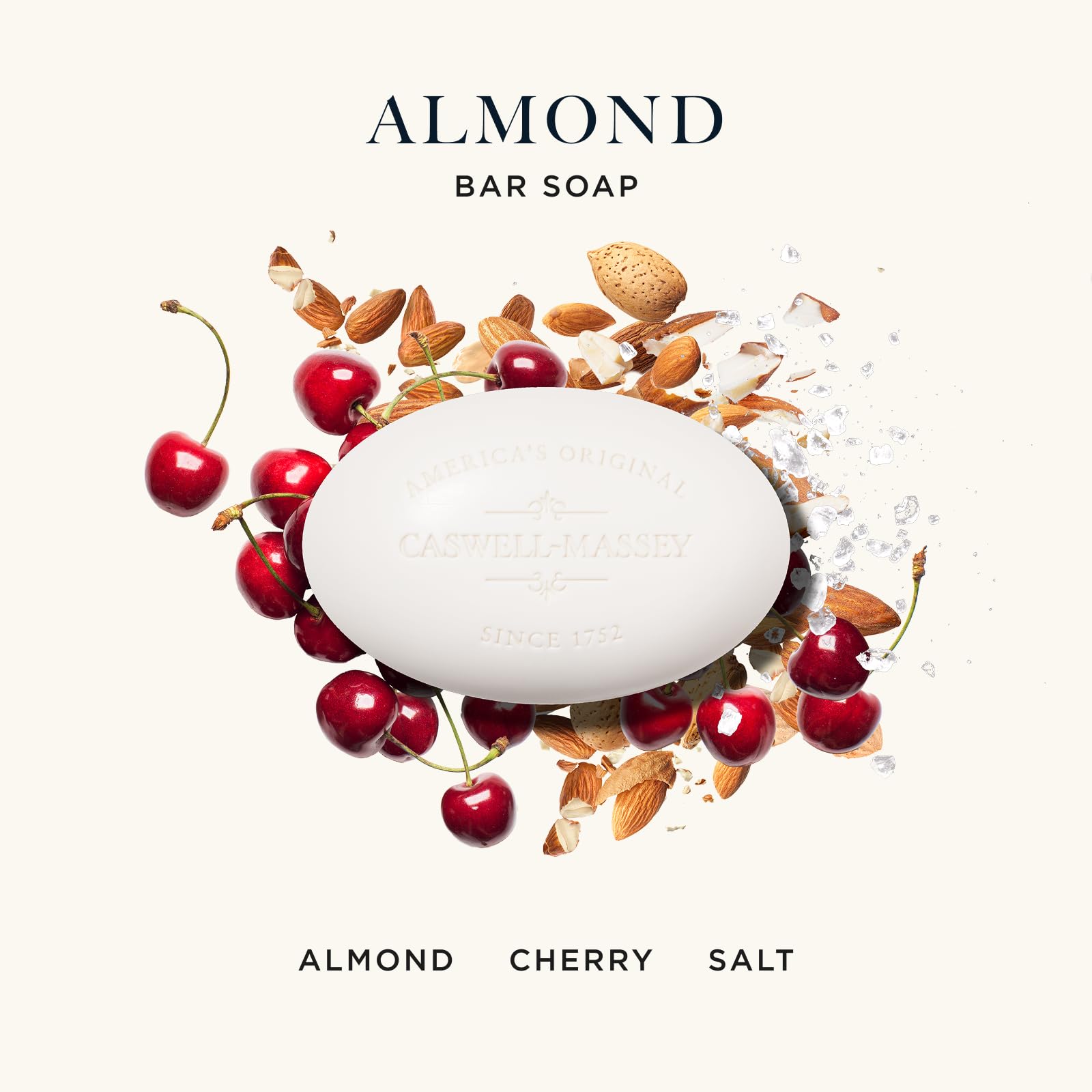 Caswell-Massey Almond Bar Soap Closeup — rich lather and gentle cleansing.
