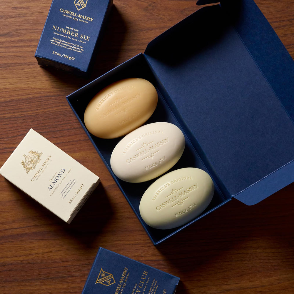 Caswell-Massey Almond soap bar with rich lather and nutty scent.