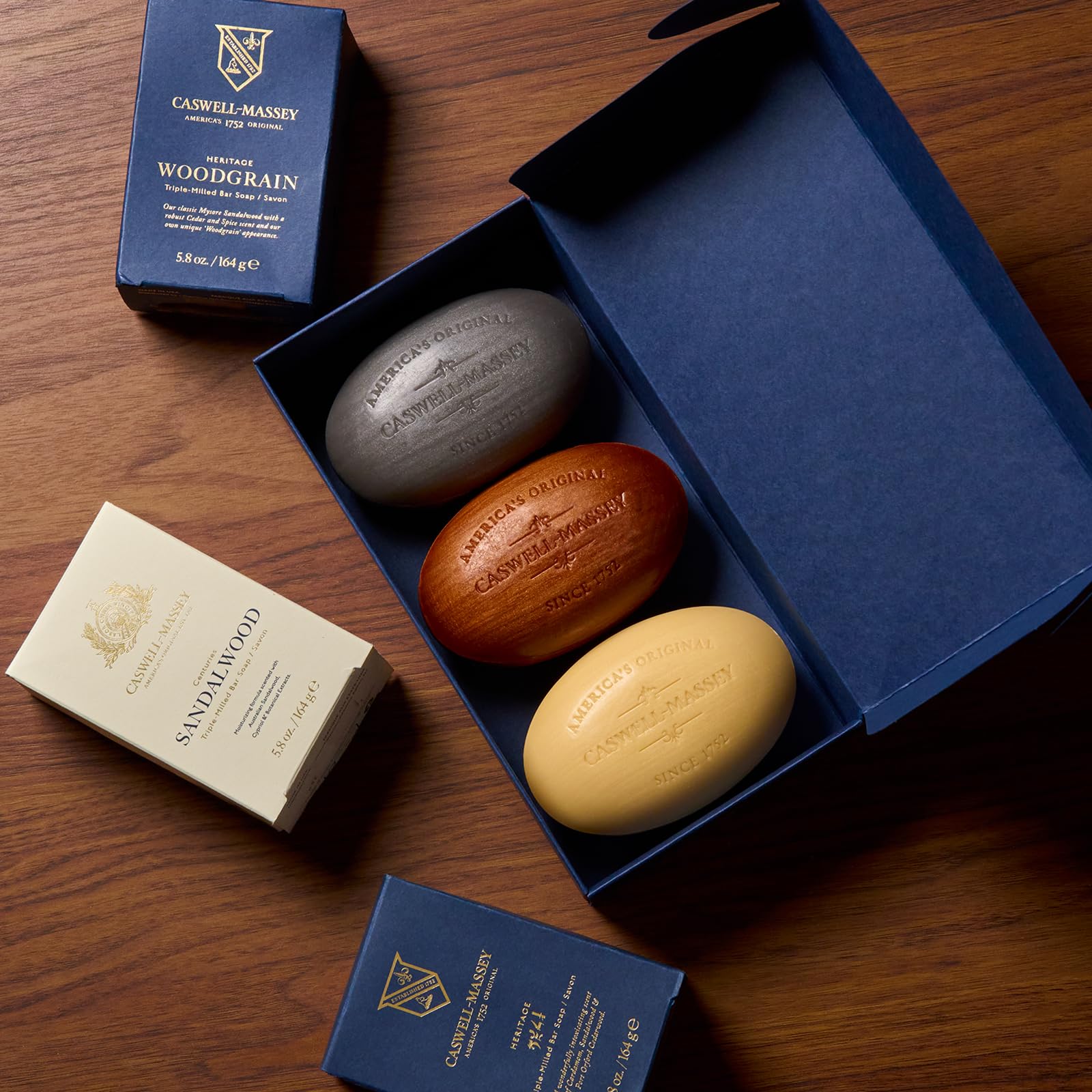 Caswell-Massey Centuries Sandalwood bar with warmly intoxicating scent.