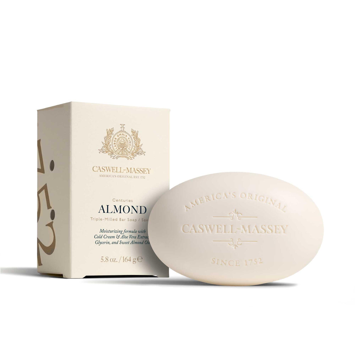 Caswell-Massey jabón natural de almendra, barra con aroma suave para piel hidratada.