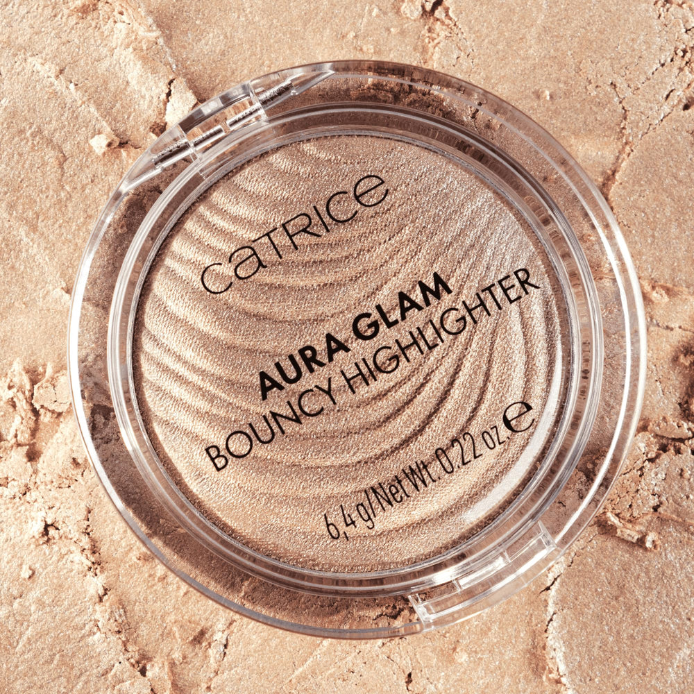 Vegan and cruelty-free badge on Catrice Aura Glam Bouncy Highlighter