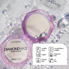 Iluminación de ojos con Diamond Haze Highlighter para brillo duradero.