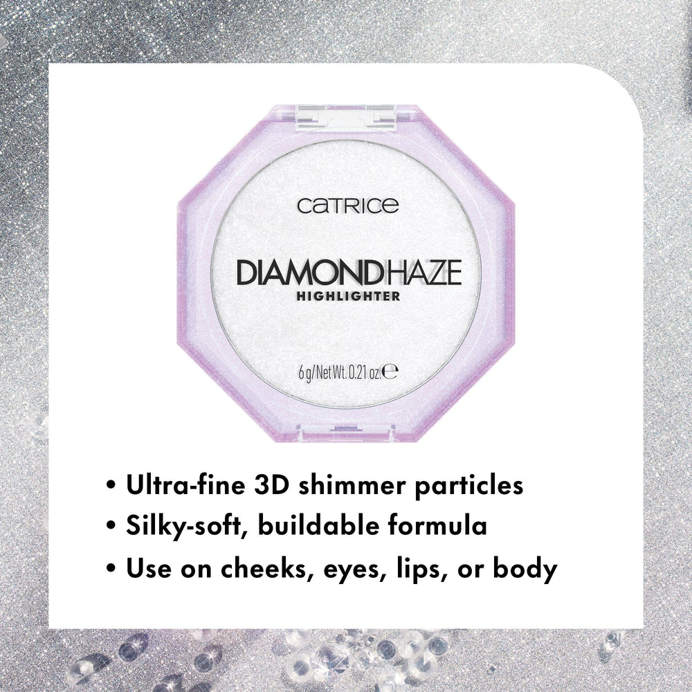 Iluminación de rostro con Diamond Haze Highlighter para acabado radiante.